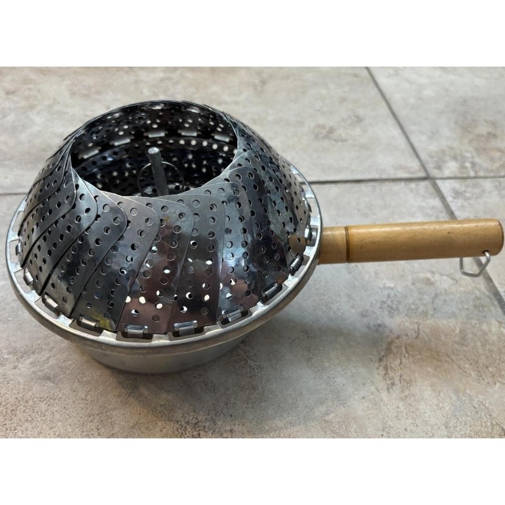 Vintage Saucepan with Expandable Metal Steamer Basket MCM